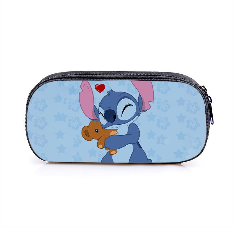 New Stitch Stitch Single-Layer Student Pencil Case Square Large-Capacity Polyester Stationery Box Printable Picture