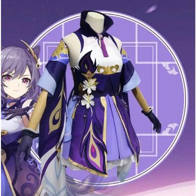 Anime Genshin Impact Keqing Cosplay Costumes Ke Qing Halloween Keqing Ponytails Clothes