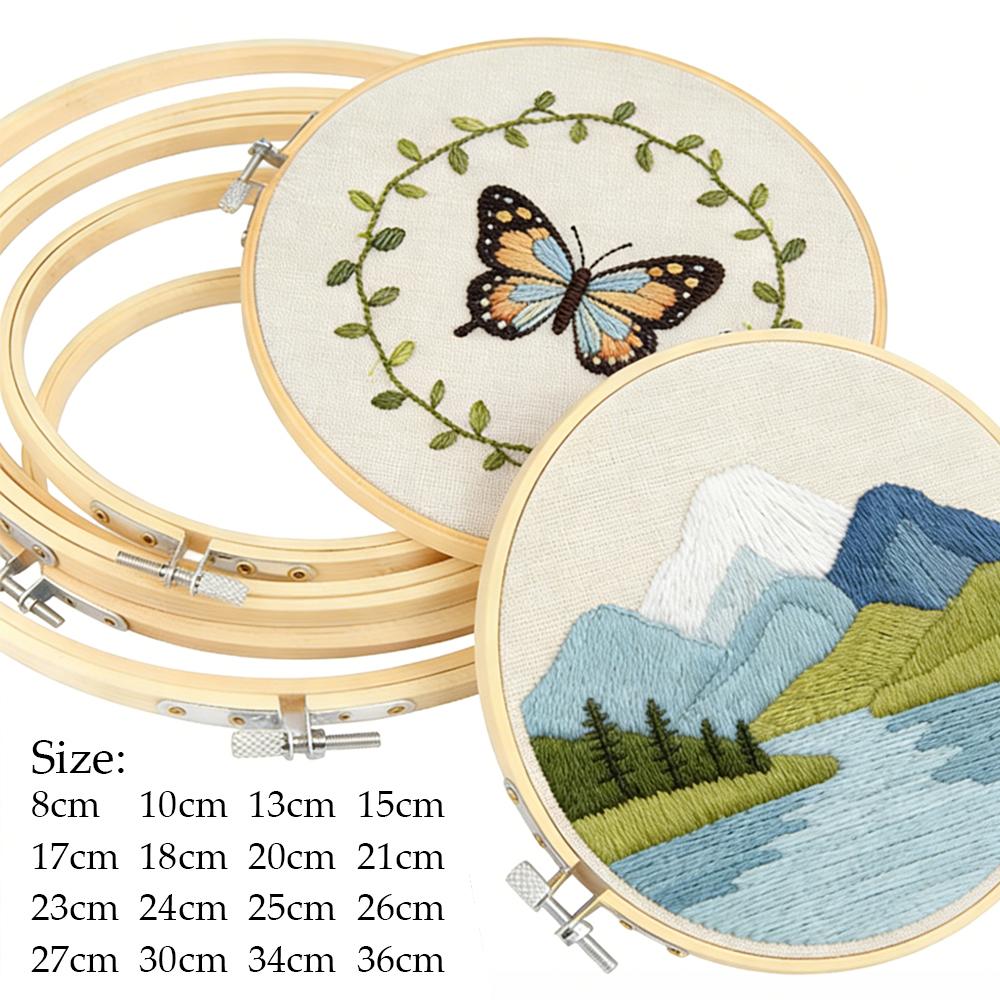 1-9pcs 8-36cm Wooden Embroidery Hoops Frame Set, Cross Stitch Rings for Sewing Craft, Home Decor & Party Decoration