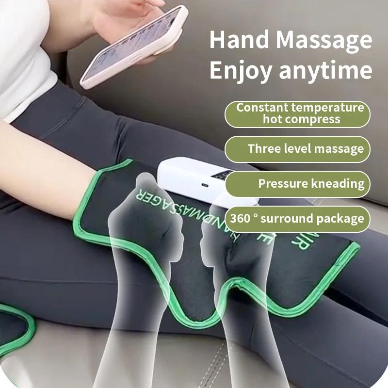Air Compression Circulation Hand Massage Pneumatic Glove Device With Hot Compress Function Relieve Arthritis Relax Hand Muscle