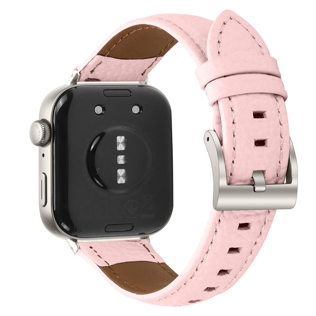 Litchi Textured Genuine Cow Leather Strap with Electroplated Buckle for Huawei Watch Fit 4 Pro/Fit 4/Fit 3 Pointed-End Watch Band