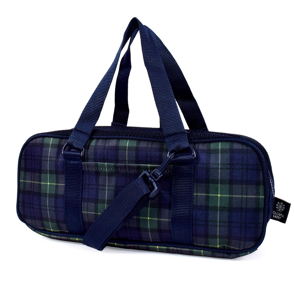 COLORFUL CANDY STYLE Art Supplies and Paint Set Watercolor and lightweight type Tartan check and dark green Cool mesh Shoulder strap included