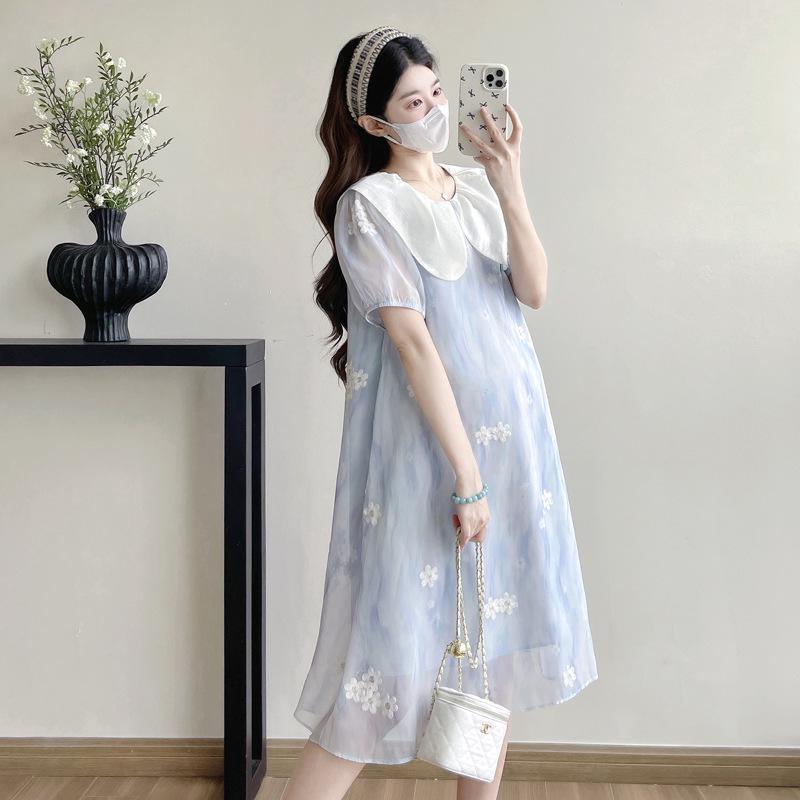 New Summer Maternity Dress: Embroidered, Loose, Slimming, Age-Reducing Design