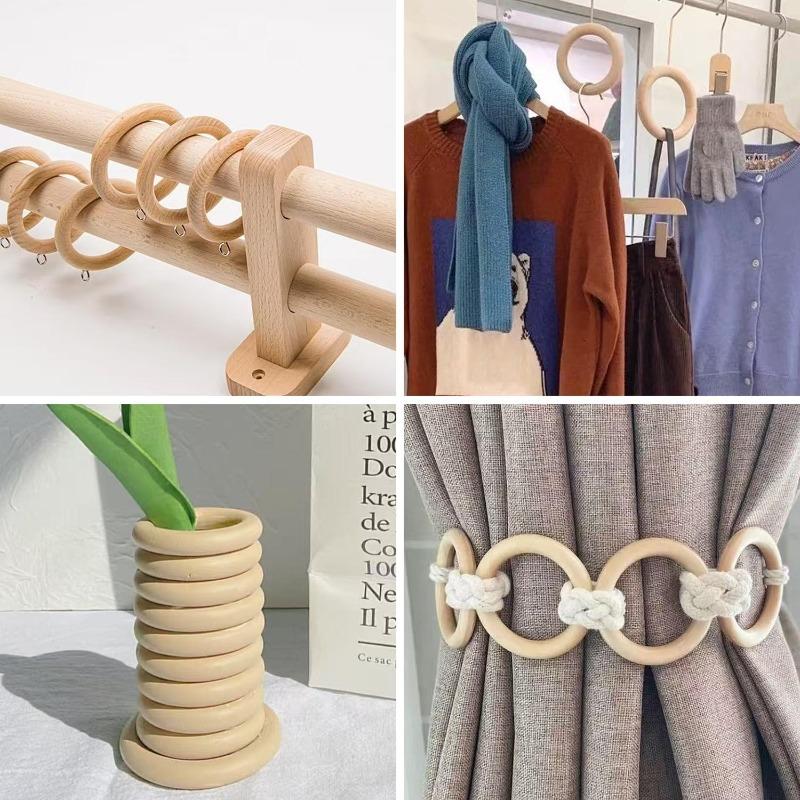 Wooden Rings For Crafts Supplies Unfinished Wood Circles Ring DIY Pendant Connectors Jewelry Making Handmade Ornaments Wholesale