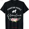 Miniature Poodle Dog Grandma Silhouette Mother's Day T Shirt for Vintage Washed Fashion Casual Stylish Slightly Graphic
