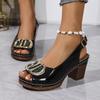 Damen Sommer Leichtgewicht - Verstellbarer Riemen & Knöchelriemen Peep Toe Französischer Absatz Bequeme Kleidschuhe für Freizeit- & Formelle Anlässe Riemenschuhe