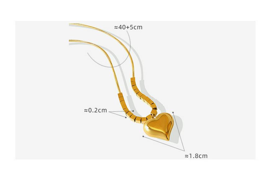 Korean Trendy Love Heart Snake Bone Chain Women's Non-Fading Versatile Peach Heart Pendant Necklace