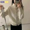 New Soft Comfortable Stand-Up Collar Sweater Cardigan Women Simple Single Breasted Cardigans Coat Autumn Solid Knitted Outerwear