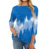 Women's Fashion Casual Round Neck Three-quarter Sleeve Gradient Print T-shirt Top
