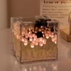 Keeda Finished Cube Tulip Mirror Lamp LED Handmade Simulated Tulip Table Lamp DIY Creative Magic Cube Mirror Night Light Tulip Lamp for Valentines