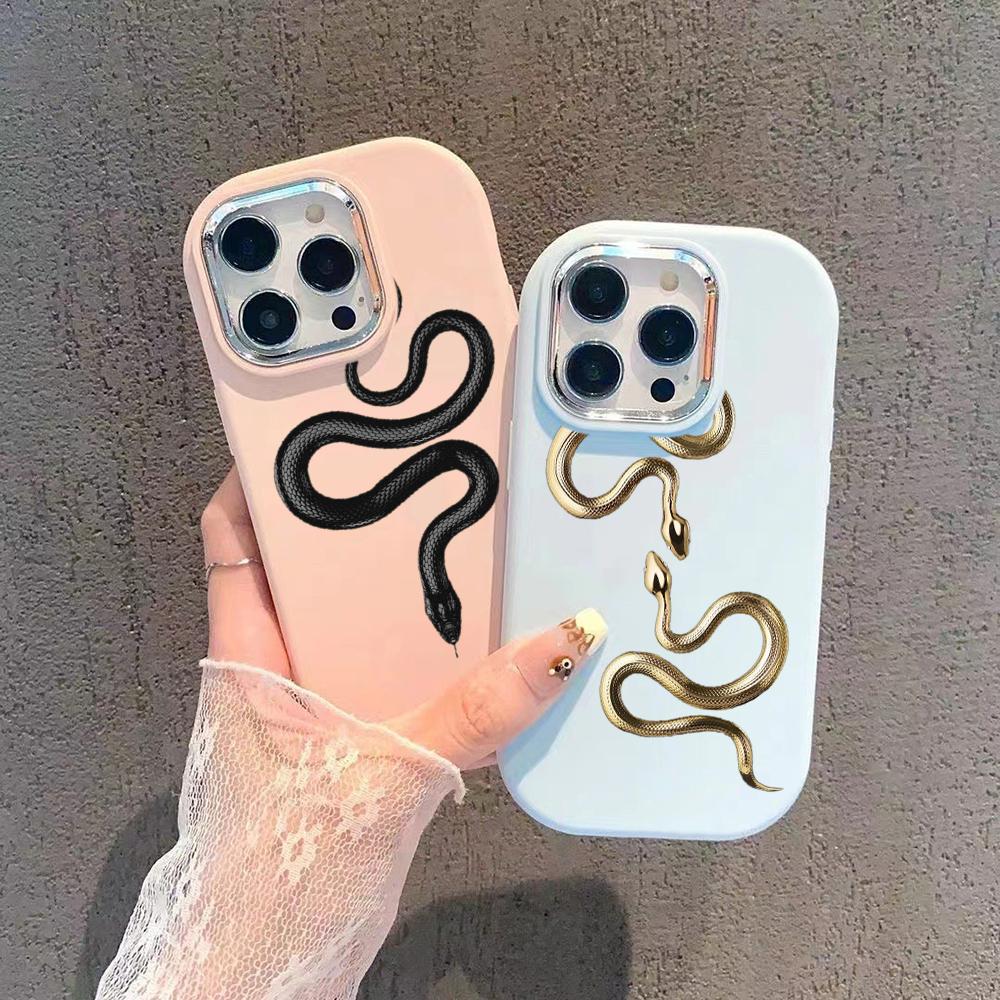 Мягкая задняя крышка N71 Black Gold Snake для Samsung S24 Ultra A14 iPhone 16 Pro — фото 3