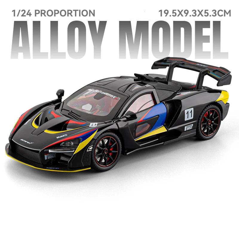 Scale 1:24 Senna P1 Sports Car Toy Model Metal Die-cast Pull Back Supercar Shock Absorption Miniature Vehicles Models Boys Gifts
