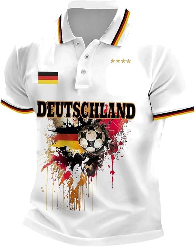 Trendy short-sleeve polo shirt with geometric print, perfect for daily casual wear.