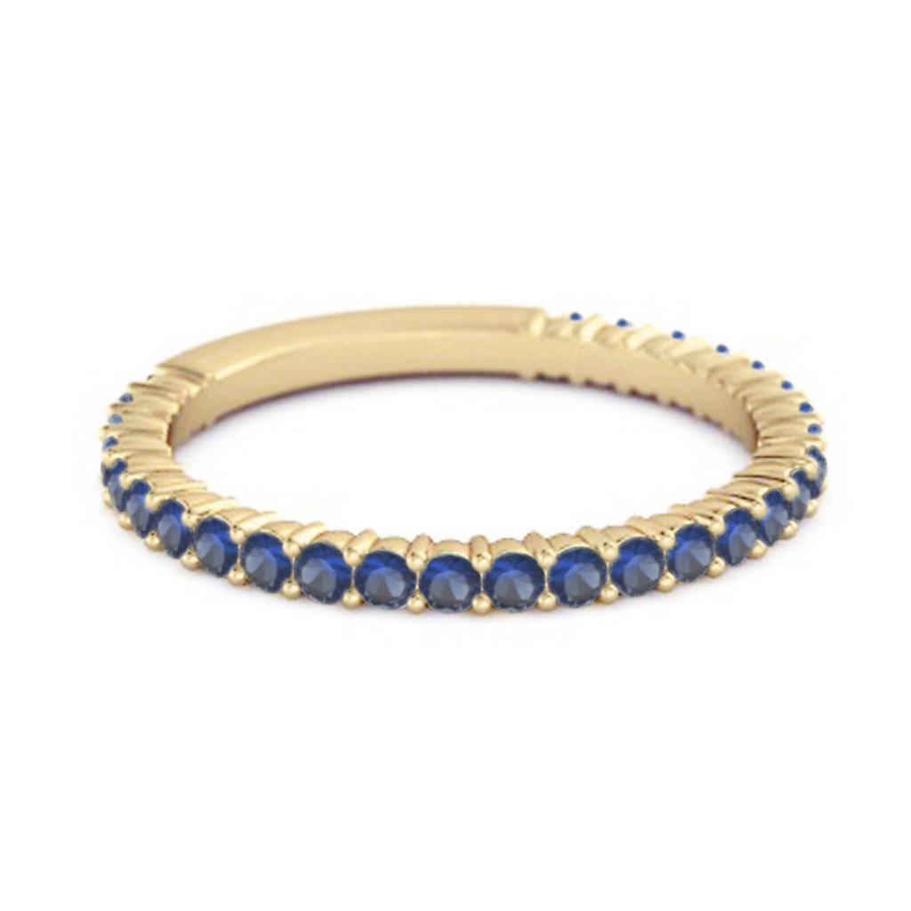 Blue Sapphire Eternity Band Ring - 925 Sterling Silver Gold Vermeil