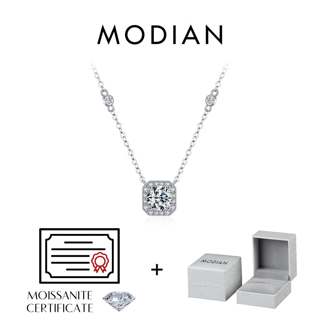 MODIAN Moissanite Necklace for Woman Wedding Fine Jewely with Certificates 925 Sliver Square Classic Pendant Necklace