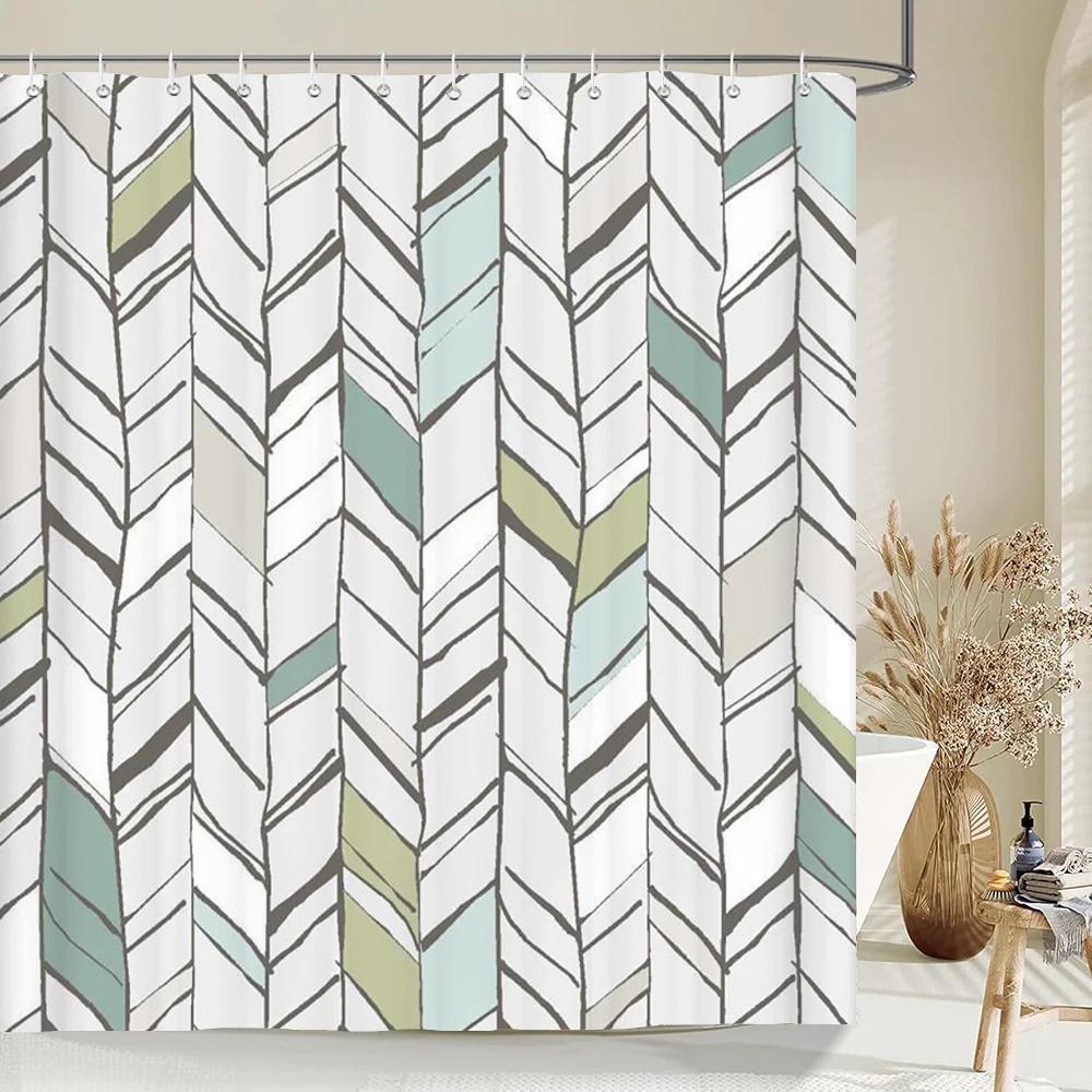 Modern Simple Shower Curtain Nordic Abstract Geometry Shower Curtains Home Bathroom Decor Fabric Bath Curtains With Hooks