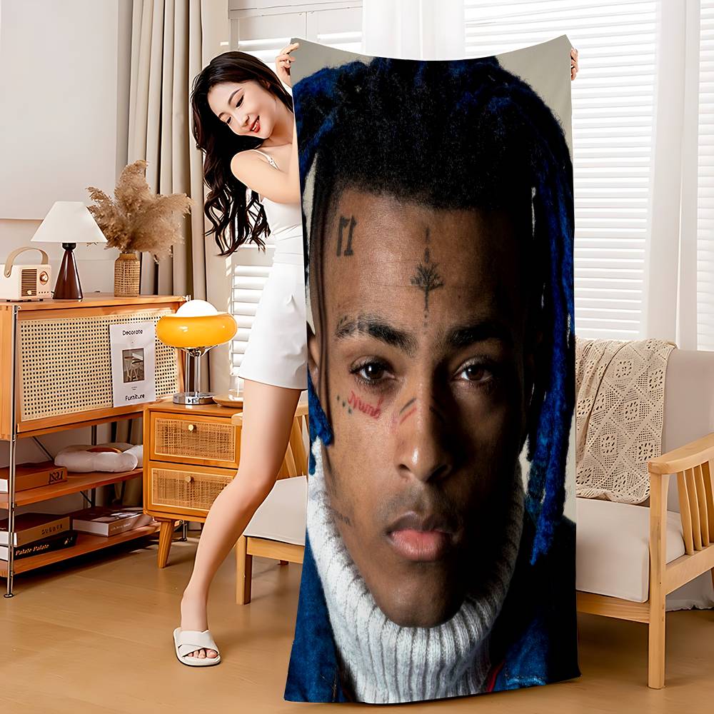 X-XXXTentacions 17 Rapper Anime Beach Swimming Towel Soft Absorbent Washcloth Children's Gifts for Kids Travel Camping Gym