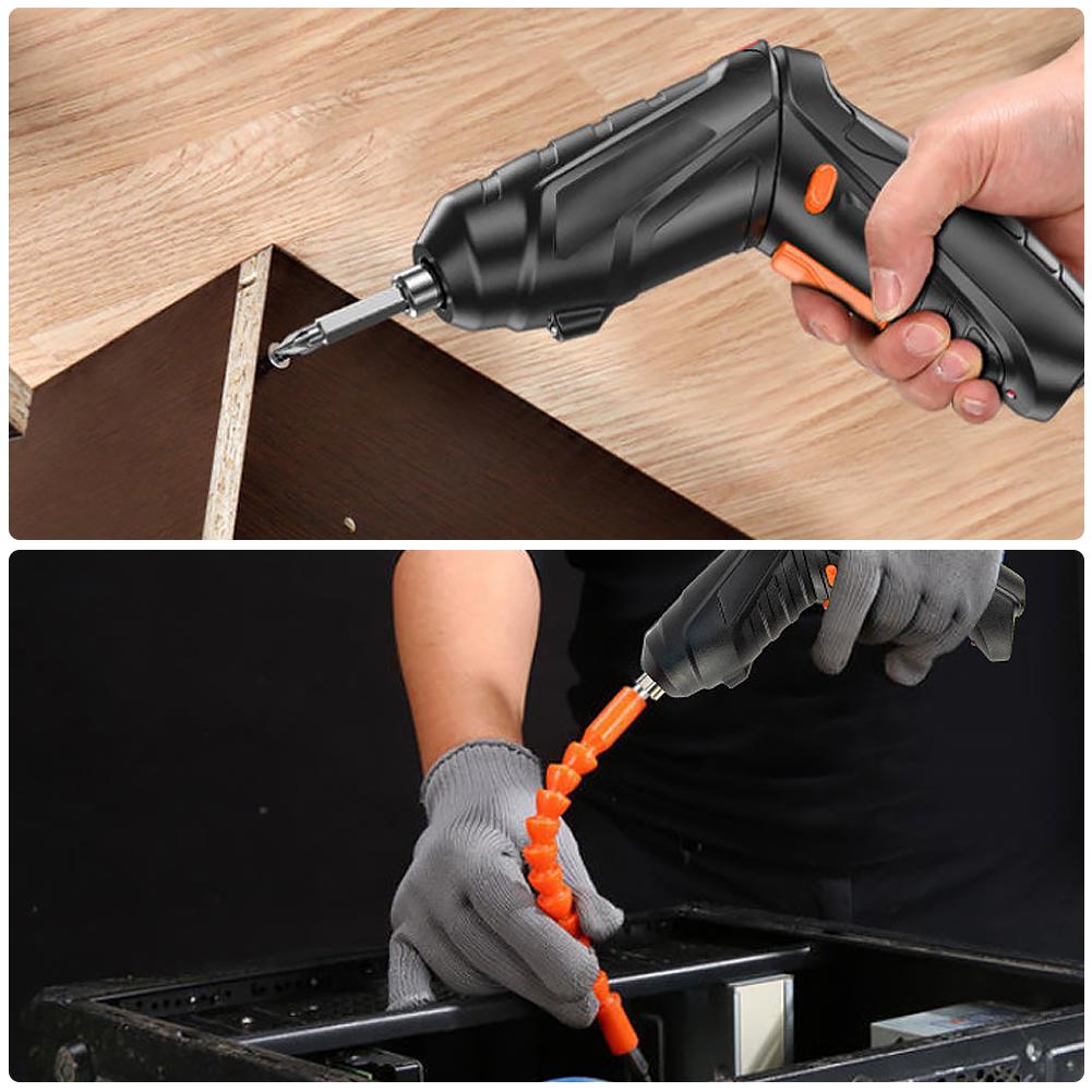 Electric Screwdriver with Rotating Handle LED Light Electric Drill with Driver Bit Set Screw Gun Gifts for Men Him Dad Boyfriend