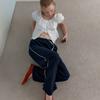 Elssibeui Embroidery Wide Sweat Pants_Navy