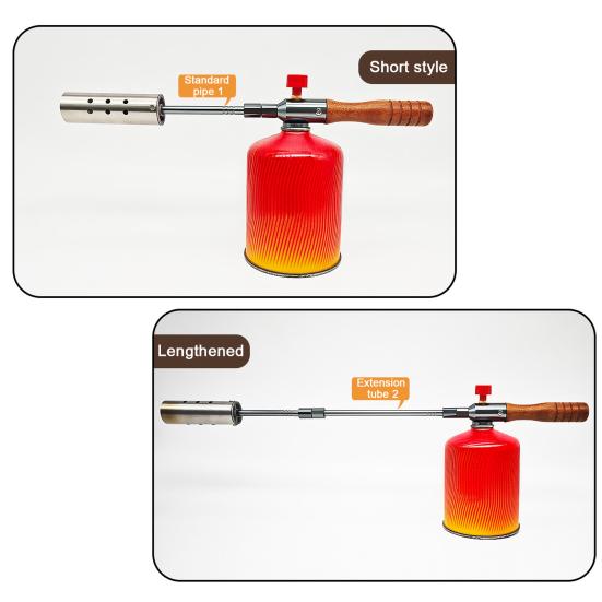 22.4" Long Propane Weed Torch Detachable Long Arm Cooking Torch for Garden Wood Melting Ice Snow Roofing Outdoor