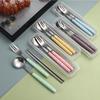 Candy Color Portable Cutlery Set: Stainless Steel Fork, Chopsticks, and Spoon with Transparent Case