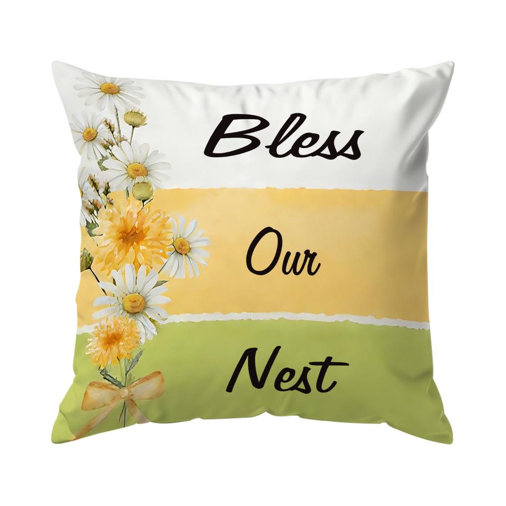 Spring Daisy Cushions Pillowcase Polyester Cushion Cover Throw Pillow Pillowcover Home Car Sofa Decor