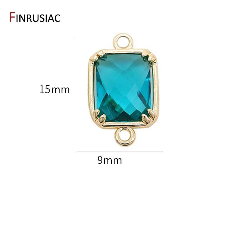 

New Korean Style Zircon Connector 14K Gold Plated Beautiful Charm Component For DIY Women Jewelry Making Supplies Findings 2 pieces темно-синього кольору
