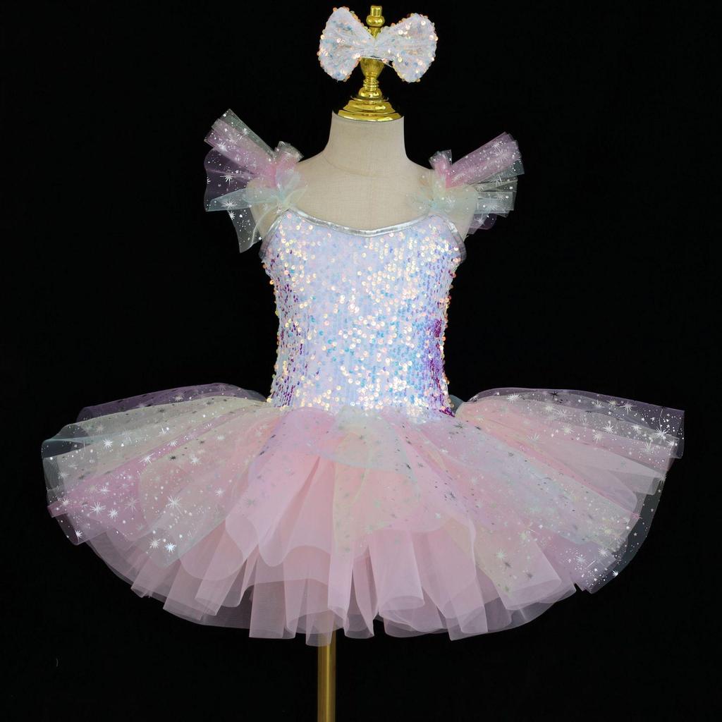 Kids' June 1st Ballet Little Swan Dance Costume - Puffy Gauze Skirt for Kindergarten Dancers
