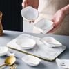 Hueihuang Gold Rim Ceramic Triple Divided Sauce Dish