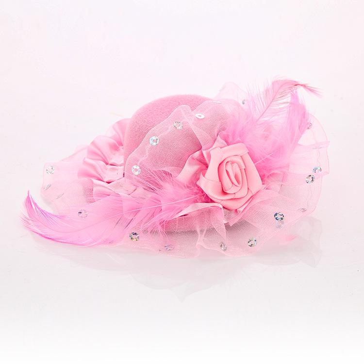 Girls' Performance Feather Flower Headpiece - Small Top Hat Hair Clip Accessory for Dresses