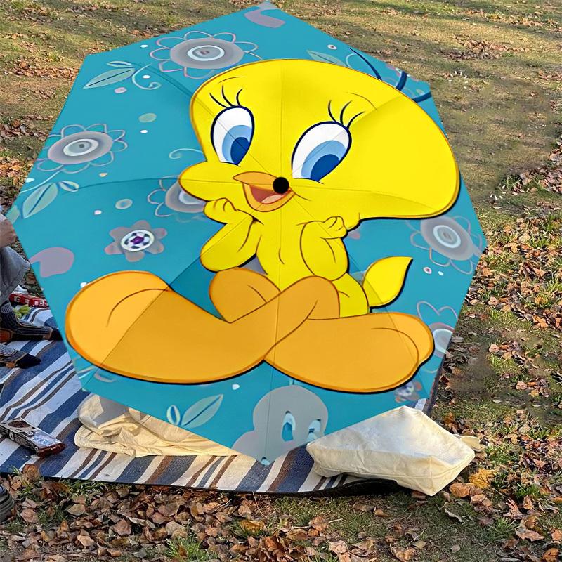 1PC Warner Tweety Bird, Flowers Automatic Open/Close Umbrella with Windproof, 32-Rib Sturdy Canopy, Durable Ribs1249A