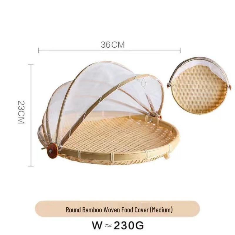 Handmade Round Bamboo Winnowing Basket for Drying Vegetables, Storage Basket with No Holes