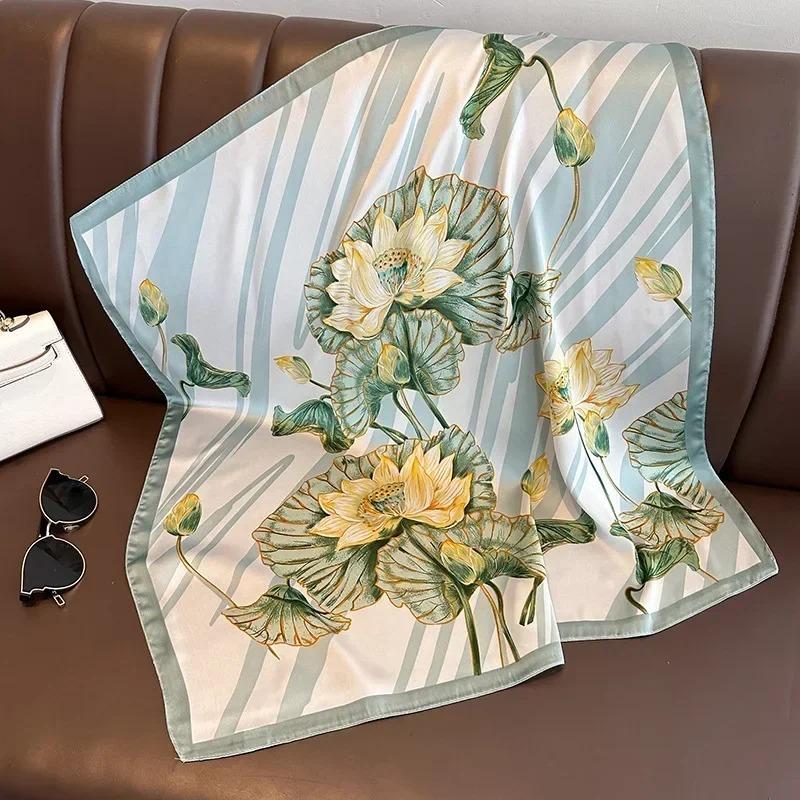 Horse Print Female Silk Neck Scarf Square Hair Scarves Foulard Head Band Shawls Wraps Neckerchief Bandana Women