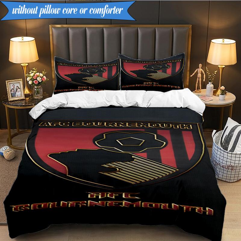 3PCS Afc Crest Bournemouth Printed Soft Bedding Set,Including 1pc Duvet Cover And 2pcs Pillowcases Perfect for Bedroom, Dormitory, Fan gift