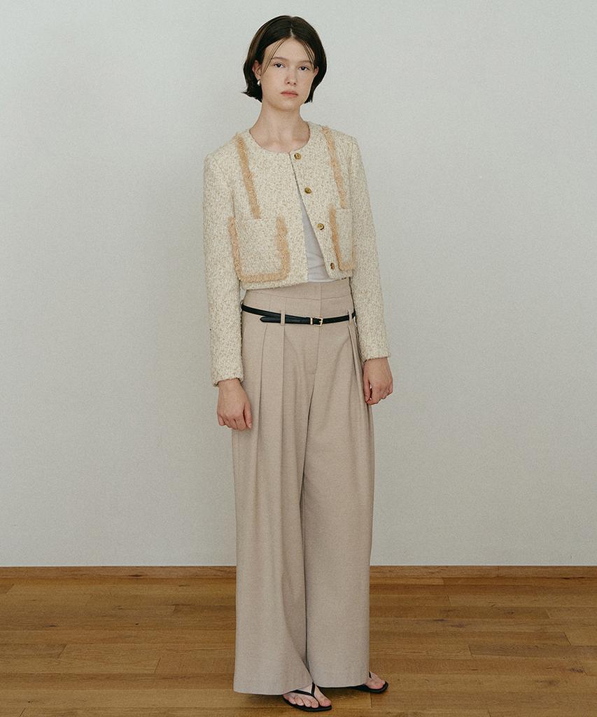 MAKE A TOAST Wool High-Waisted Belted Wide Pants Beige Mbefpa003Be