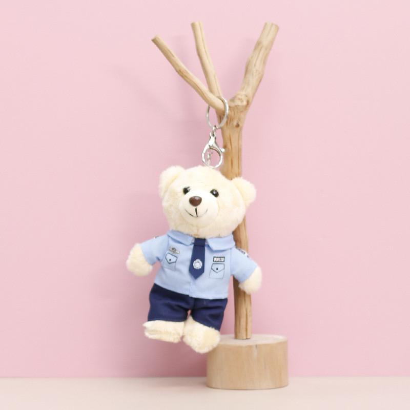Police Traffic Fire Protection Rabbit Bear Panda Plush Keychain Animal Gift Toy