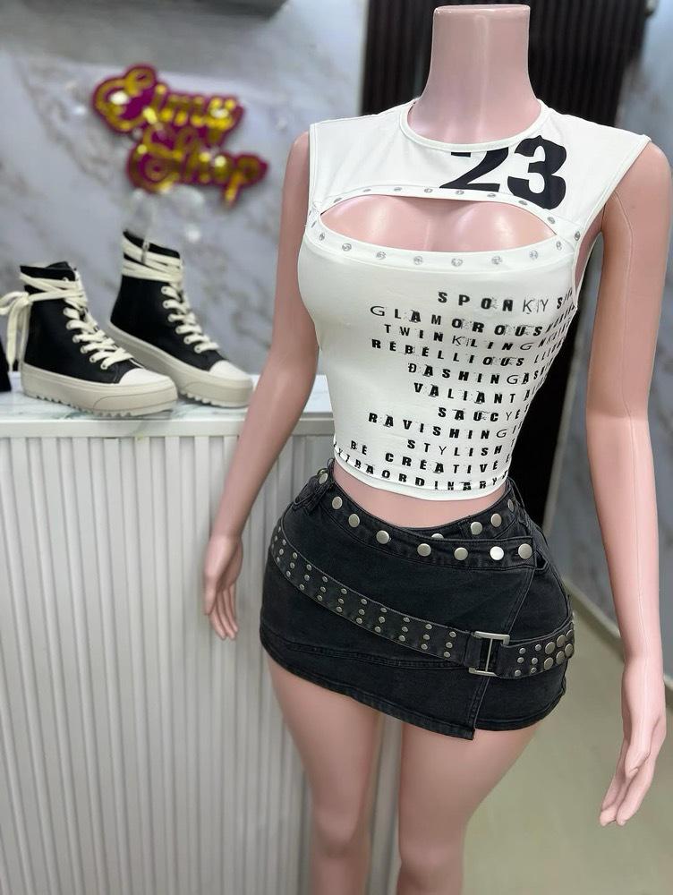 Sexy Letter Print Crop Top