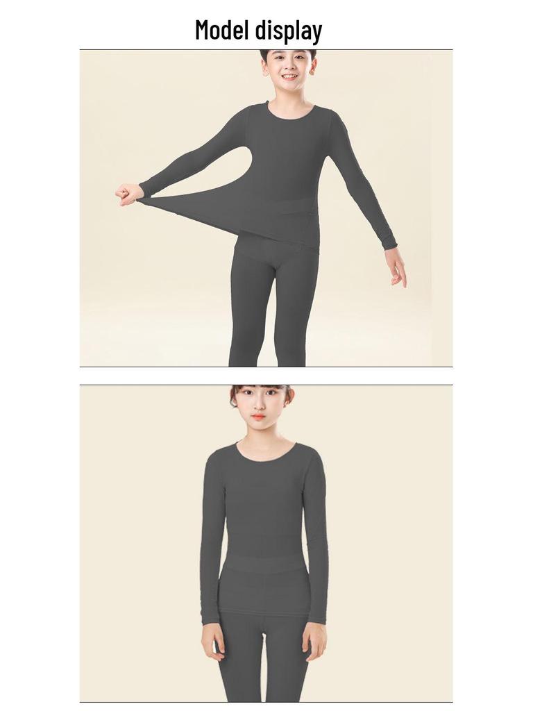 Unisex Children's Seamless Round Neck Base Layer for Warmth and Skin Beauty
