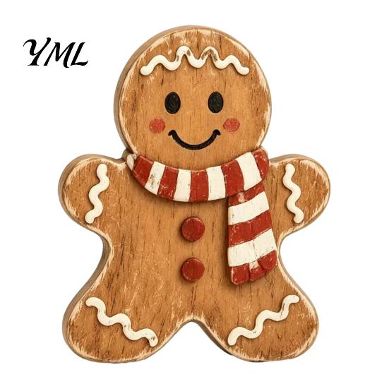 Kersttafeldecoratie Kerst Houten Peperkoekman Decor, Rustieke Peperkoek, Kerststok Huis Beeldjes, Kerst Schouw Ornamenten