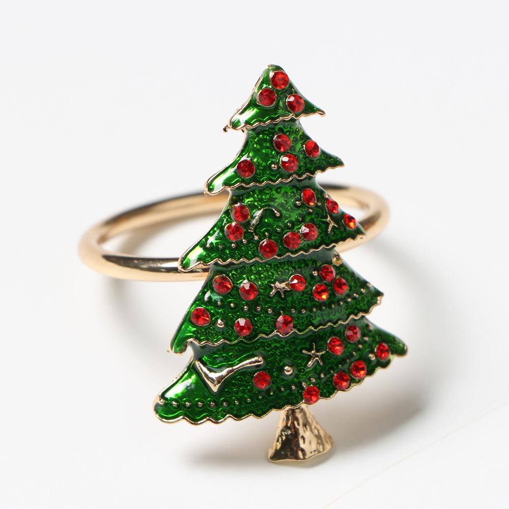 6PCs Christmas Napkin Rings Set Elk Bells Santa Xmas Tree Napkin Buckle 2026 Xmas Table Decoration 2026 New Year Home Decors