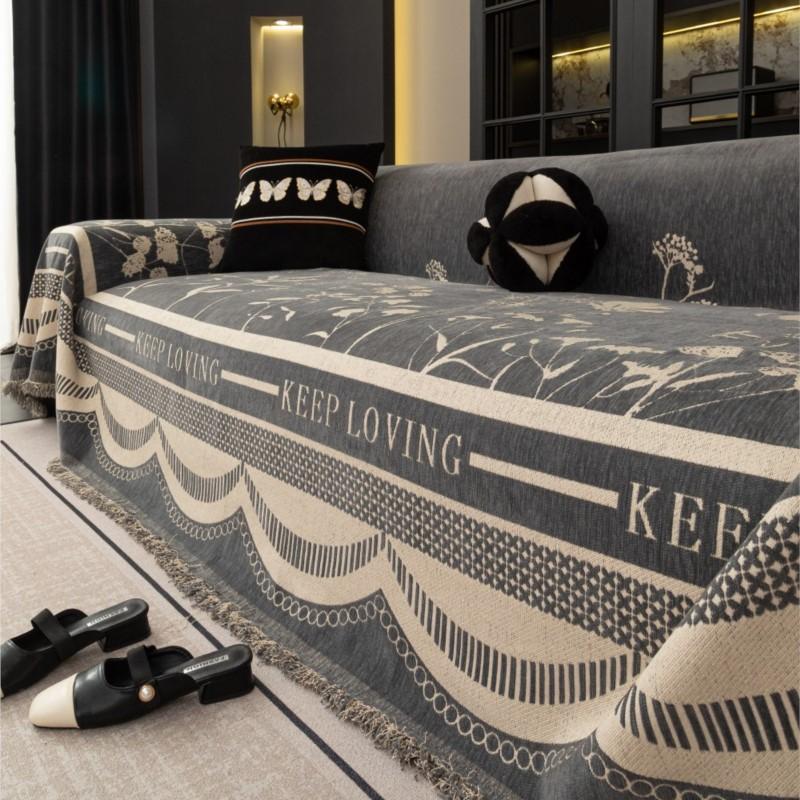All-Season Universal Couch Camping Blanket Sofa Mat Chenille Ethnic Style Sofa Cover Full Coverage Non-Slip Couch Protector