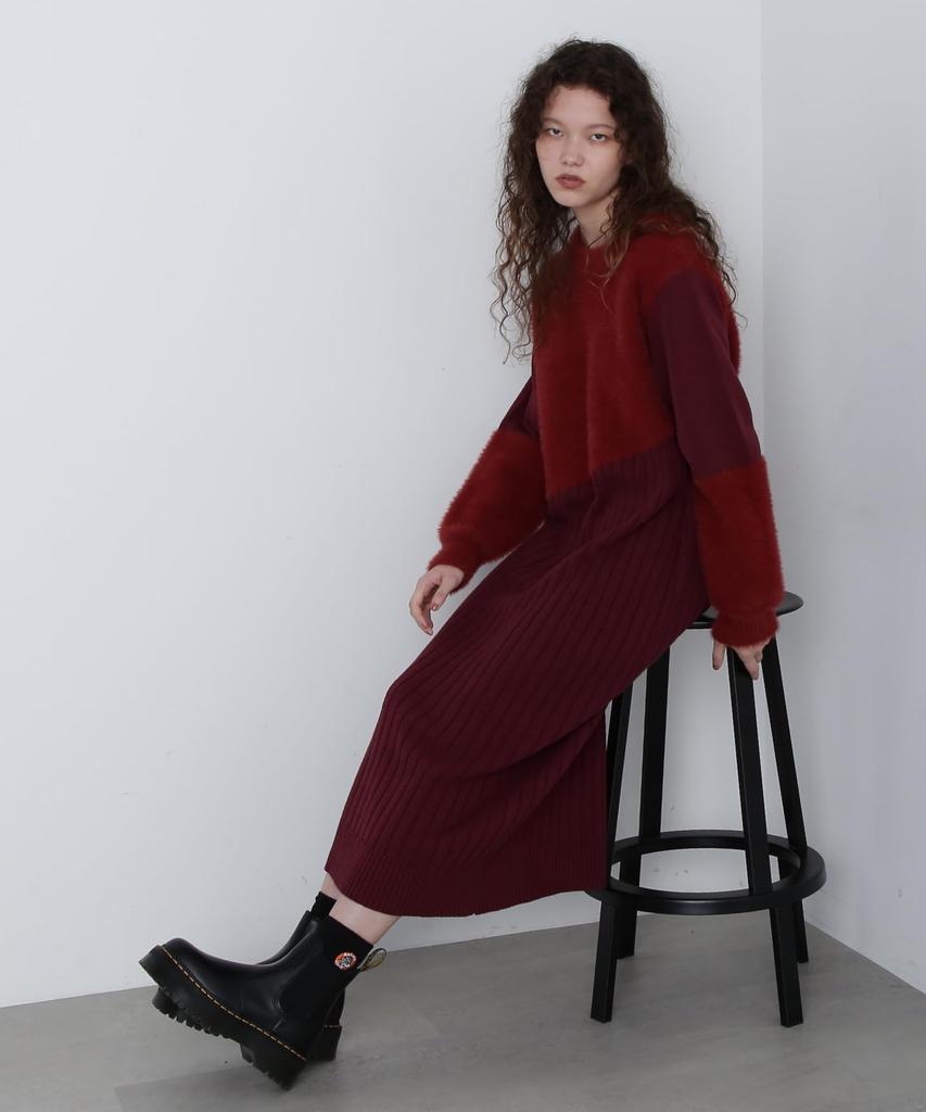 AVIREX FLAT X SHAGGY KNIT ONEPIECE S Brick 783-4240606
