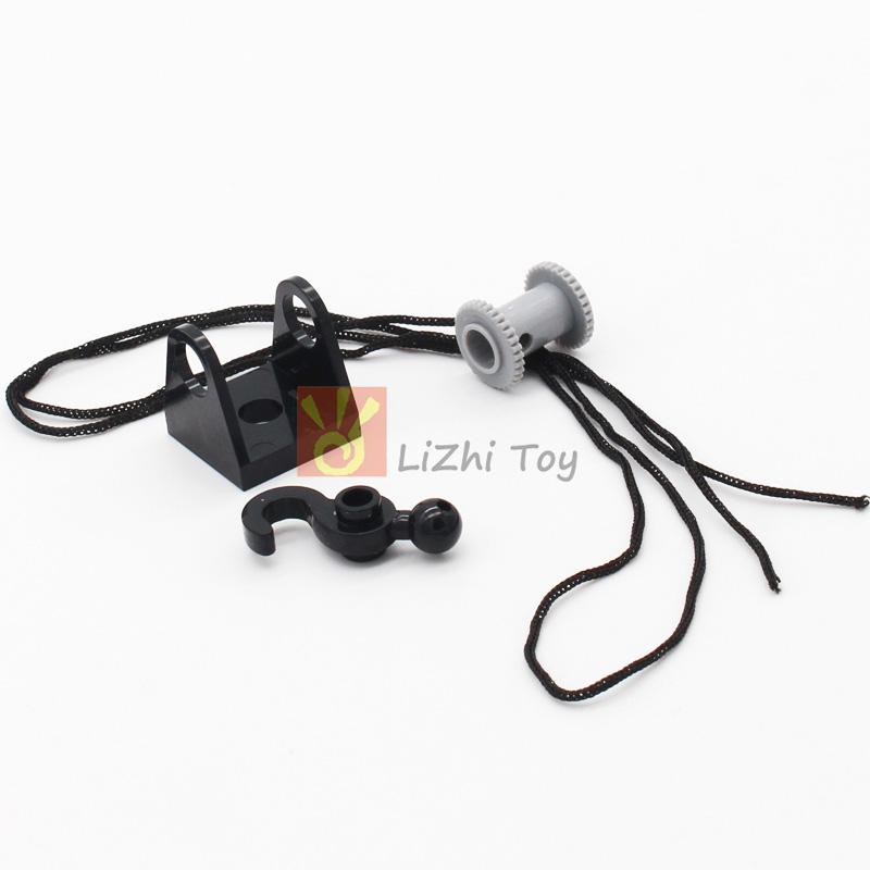 Building Blocks Bricks String Reel 2X2 Drum Holder High-Tech 2584 2585 Compatible With Hook Tow Ball 30395 Engineering Machinery