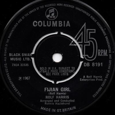 7inch Record ROLF HARRIS  Fijian Girl DB8191 COLUMBIA 1967 UK Pop Used