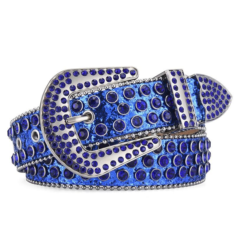 Amazon Fashion Men's and Women's Belts Punk Style Rock Trend Flow Rivet rhinestone Inlaid Wide Belt Women's Versatile Jeans Belt