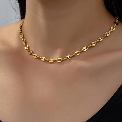316L Stainless Steel Coffee Bean Chain Necklace Cute Pig Nose Chain Bracelet Punk Hip Hop DIY  Handmade Necklace