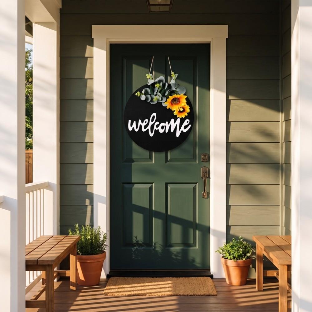 30cm Wooden Welcome Sign Sunflower Hanging Decoration Gifts Wall Art Porch Decor