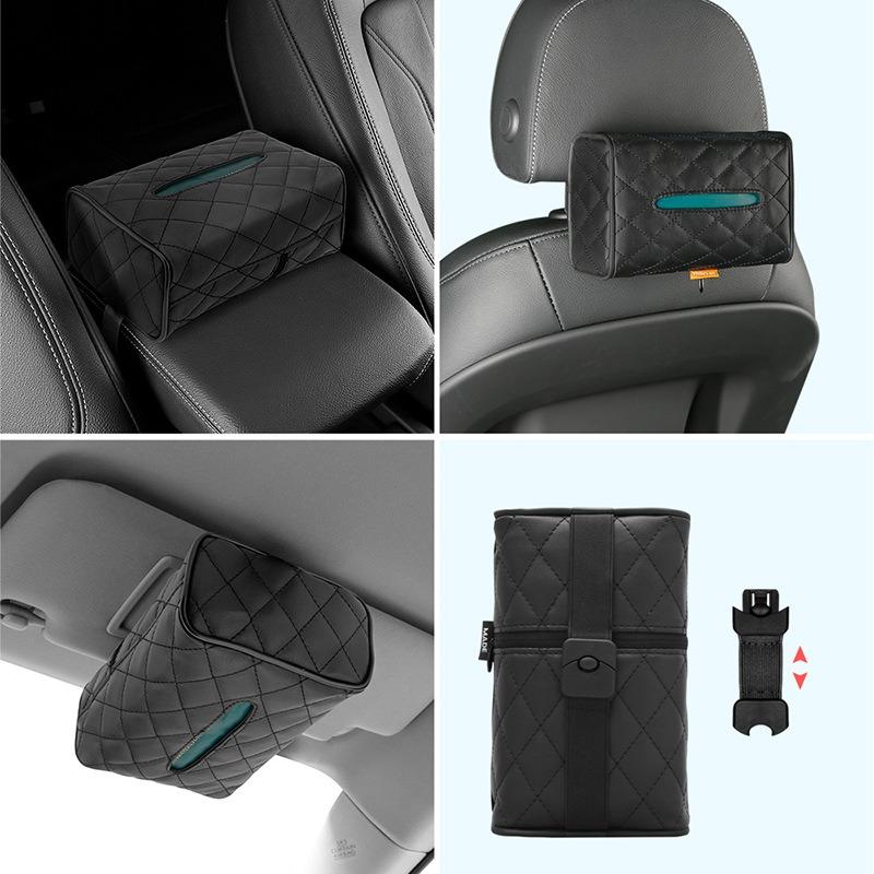 Car Tissue Box Buggy Bag Car Armrest Box Tissue Bag Hanging On Chair Back Tissue Bag DIY Diamond Grid Paper Extraction Box