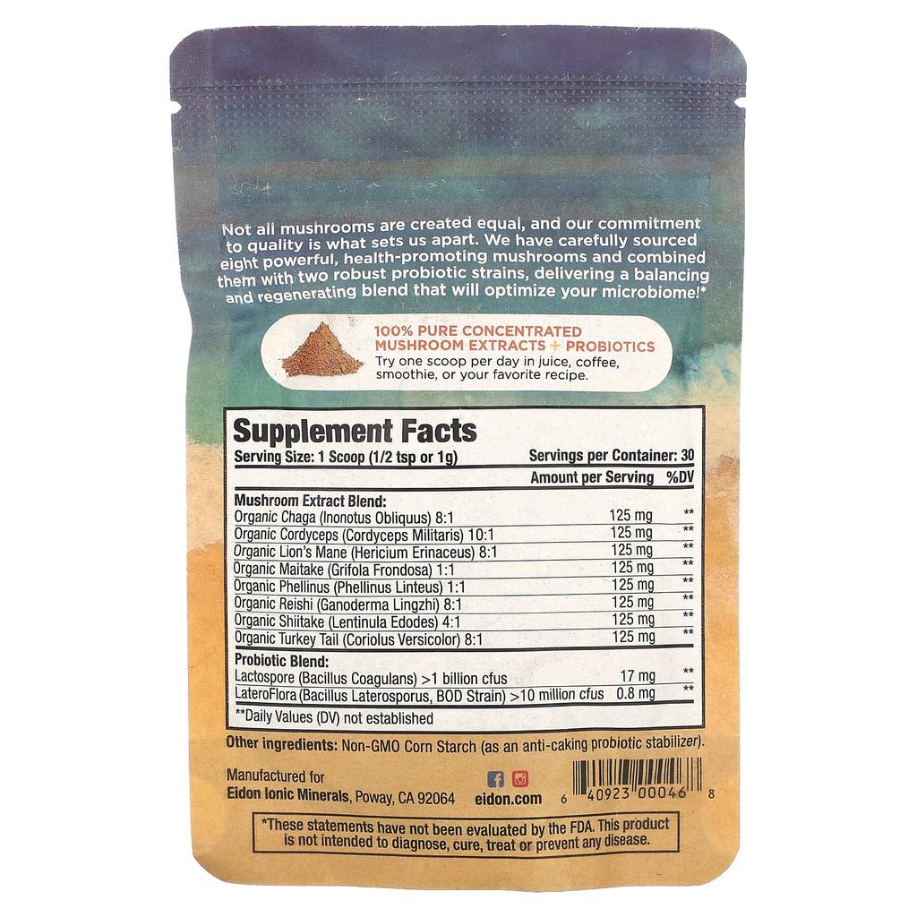 Superbiome, 8 Mushroom Extracts + 2 Probiotics, 30.6G (1.08Oz)