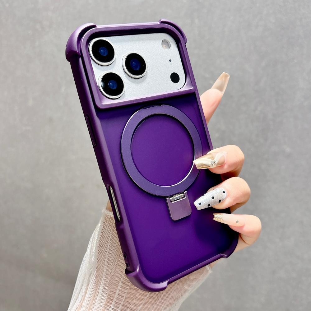 

Stand Holder Transparent For Magsafe Case For iPhone 17 16 15 14 13 Pro Max Magnetic Shockproof Soft Silicone Bumper Back Cover iPhone17 Pro Max